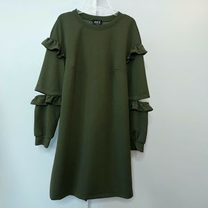 ECI Ruffle Slit Sleeve Dress